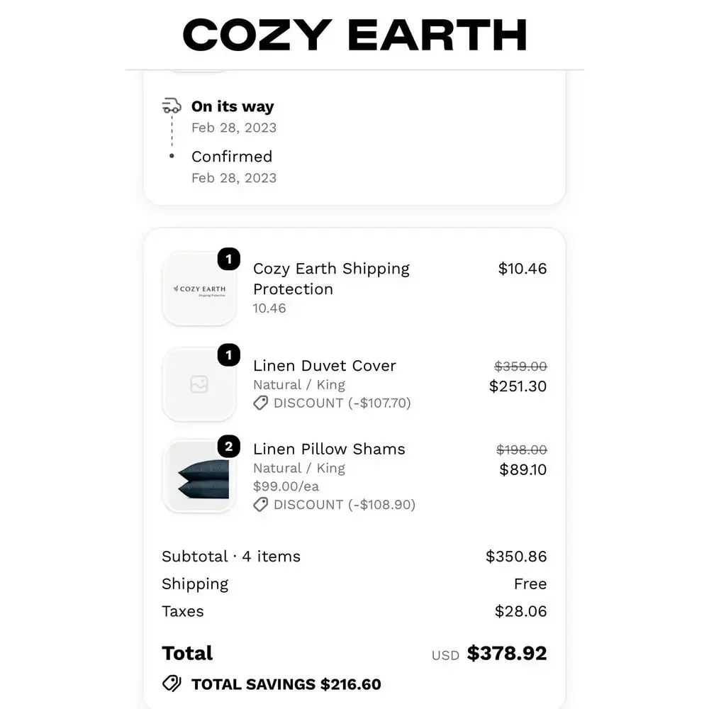 Cozy Earth Linen Duvet Cover King + Matching Shams Natural (flawed see details)